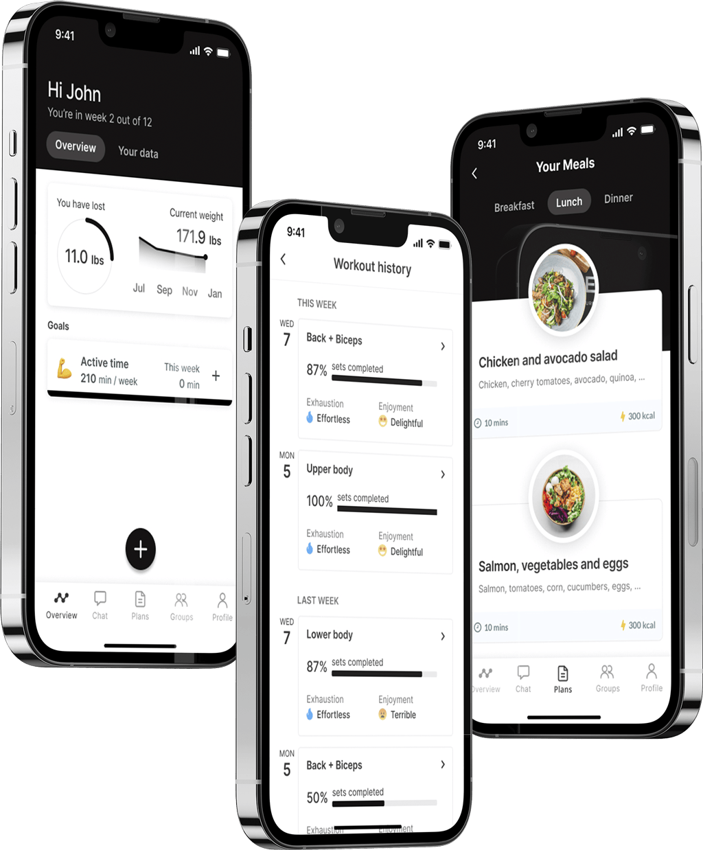 A mockup of the coaching app showcasing the features.